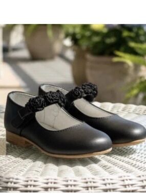 BN L'amour Rosette Navy Blue Mary Jane Flats Toddler Sz 7